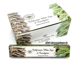 "Californian White Sage & Eucalyptus" SALE Green Tree Incense Sticks 15gx12 - Picture 1 of 2