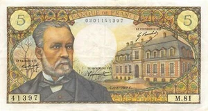 France 5 Francs 1.8.1968 Series M.81 Circulated Banknote XJ - Picture 1 of 2