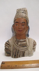 Orient Asian Vietnamese Pottery Bust Man Bien Hoa Gom Minh mk "as is" NR - Picture 1 of 7