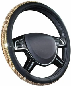 Anti-Slip Bling Car Steering Wheel Golden Sparkled Diamond Cover Fashion Easy - Picture 1 of 4