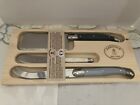 Jean Dubost Laguiole 3 Piece Cheese Knife Set Made in France Gray Blue Sealed NW