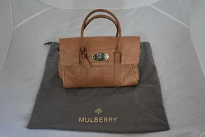 Mulberry Brown Croc Leather Gold Detail Bayswater Large Womens Shoulder Handbag - Picture 1 of 12