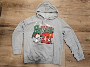Peanuts Snoopy Season Greeting Gray Hoodie Pullover Size YL - Picture 1 of 6