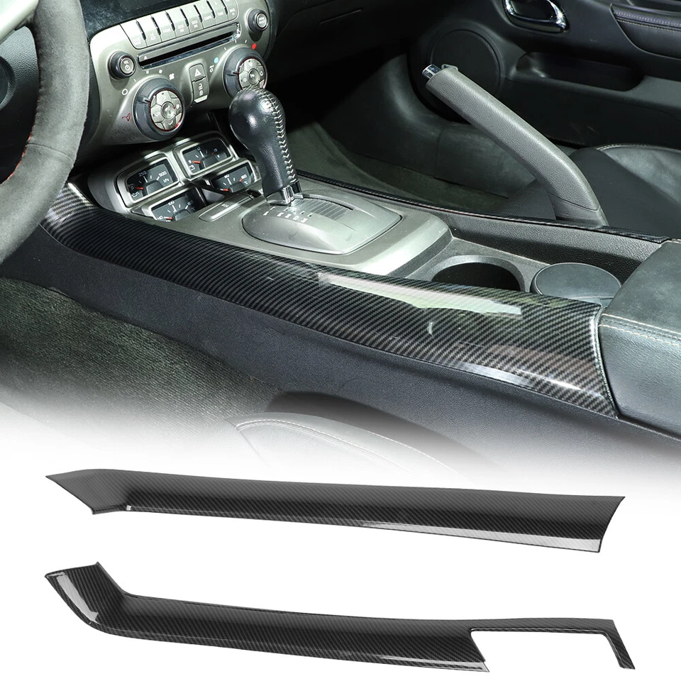 Carbon Fiber Gear Shift Box 2 Side Panel Cover Trim For Chevrolet Camaro 2010-15 Foto 1 de 4