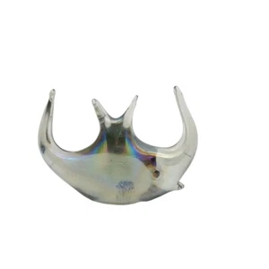 Hand Blown Iridescent Carnival Glass Bat 4 1/4” W X 3 1/2” Paper Weight Desk Art - Picture 1 of 5