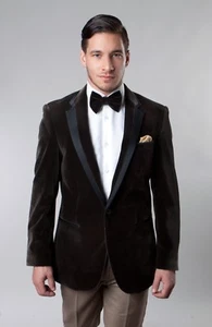 Herren Samt Blazer One Button Sportmantel Smoking Anzug Abendessen Kerbe Reversjacke - Bild 1 von 6