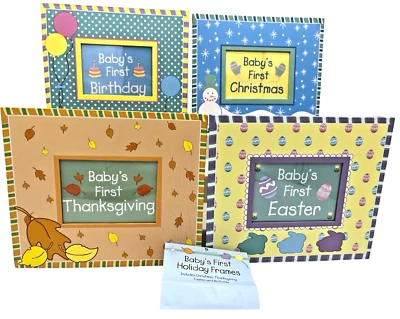 Nuevas Temporadas Primicias Bebé 4 Marcos Primer Día de Acción de Gracias Cumpleaños Navidad Pascua Foto 1 de 4