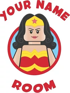 Lego Marvel - Wonder Woman door sticker - PERSONALISED WITH YOU NAME - Picture 1 of 4