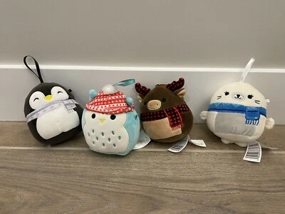Lot Of 4 Christmas Kellytoy Squishmallows Plush Animals Ornaments - Image 1 of 2