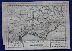 Original antike Karte "DIE ROUTE HANNIBAL NAHM DURCH GALLIEN & ÜBER DIE ALPEN" 1747 - Bild 1 von 3