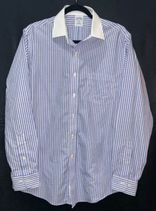 Brooks Brothers 346 15.5 34/35 Slim Fit Non-Iron Button Down Dress Shirt Blue - Picture 1 of 8
