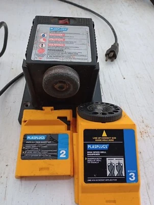 Plasplugs Power Base W/ Knife Scissors  & Drill Sharpener Tested/Working - Image 1 of 4