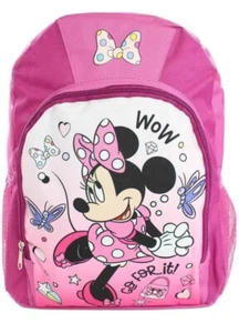 Disney Girl's Minnie Mouse 2 compartments & bottle holder Backpack pink #974 - Picture 1 of 8
