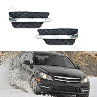 1对适用于2012-2014梅赛德斯-奔驰W204 C250 C350 C级铬雾灯盖 — 第 1/4 张图片