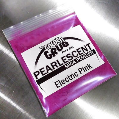 THE GOLDEN GRUB LURE CO NEW 1 OZ. ELECTRIC PINK Pearlescent Mica Powder with Sheen Fishing Plastisol
