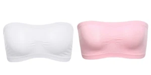 Women's Basic Stretch Strapless Seamless Tube Bra Top Bandeau-One Size-4PK - Picture 1 of 10