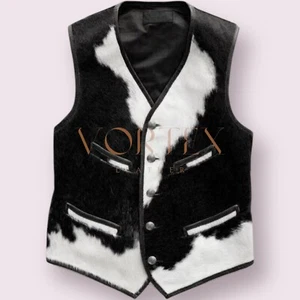 Mens Natural Leather vest Genuine Soft Cowhide Causal Wear vest - Picture 1 of 3