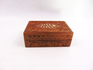 Vintage Hand Carved Hardwood Floral Design Trinket Box Ornate storage