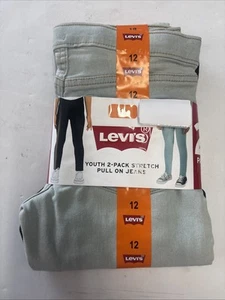 NWT Levi’s Youth 2-Pack Stretch pull on jeans size 12 blue & black Kenya - Picture 1 of 2