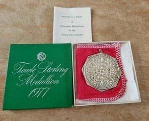 1977 Handtuch Silberschmiede Sterlingsilber Medaillon 7 Schwäne schwimmend in Box - Bild 1 von 4