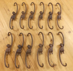 12 LARGE MONKEY HOOKS PLANT CAST IRON HOOK HANGER KETTLE HOOK DECOR HANGING - Picture 1 of 13