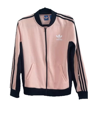 Adidas Women’s Sz M Track Jacket Light Pink/Black 3-Stripes Large Trefoil EU - Image 1 of 4