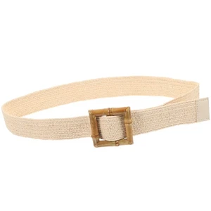 Bamboo Buckle Belt Dress Waist Raffia Belts for Women Dresses Miss Women's Wide - Imagen 1 de 12