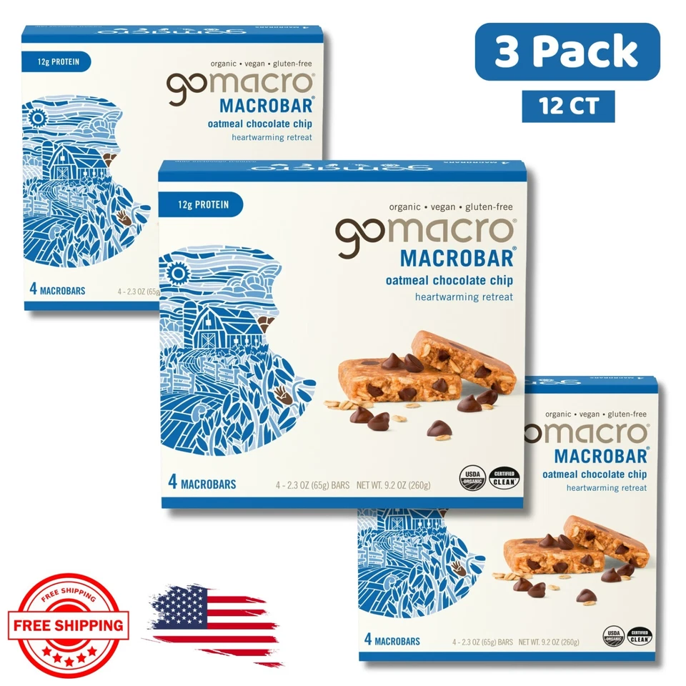 GoMacro MacroBar Organic Vegan Protein Bars - Oatmeal Chocolate Chip 2.3oz12 Ct - Image 1 of 1