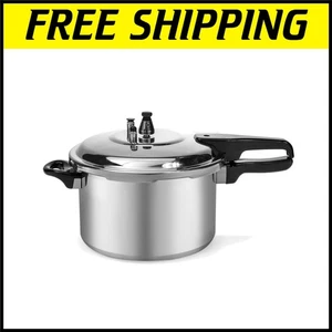 Cocina sin esfuerzo con olla a presión de aluminio Barton de 6 cuartos de galón - Acabado plateado - Imagen 1 de 9
