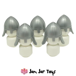 LEGO Knight Helmets Flat Silver Metallic With Neck Protector 5 x NEW Castle HG2 - Picture 1 of 3
