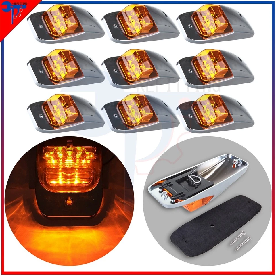 9X 10.8" Amber Roof Cab Marker Clearance Light For Freightliner Peterbilt Mack Foto 1 de 4