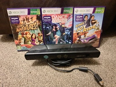 XBox 360 Kinect Sensor & 3 Games Microsoft Motion Family Fun - Image 1 of 3