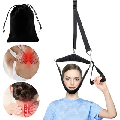 MARKENLOS Adjustable Cervical Traction Device Pain Relief Portable Neck Stretcher Band Set