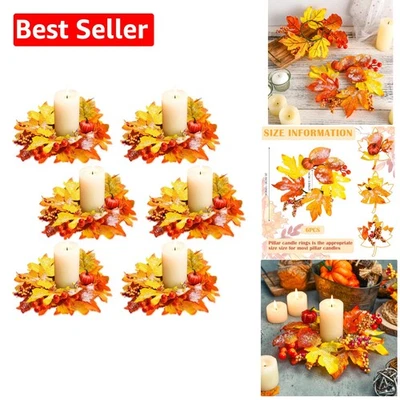 Набор колец для свечей из тыквы и клена на День благодарения — осенний декор на все случаи жизни - Изображение 1 из 4