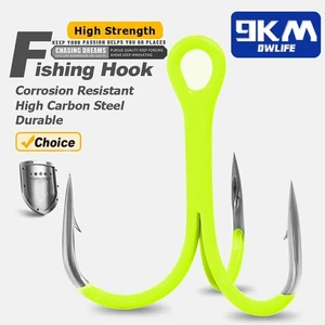 9KM 20Pcs Triple Hook 2X Strong for Deep Freshwater Fluorescent Green UV Coating - Bild 1 von 20