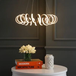 JONATHAN Y Cursive 24” Adjustable Integrated LED Metal Chandelier Ceiling Light - Picture 1 of 5