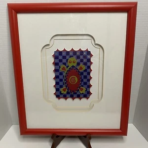 Turtle cut out 3D framed wall art red picture frame nursery kids 15.5"x 13.5" - Picture 1 of 6