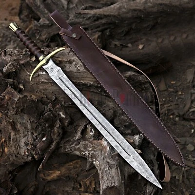 Espada VIKINGA de acero Damasco hecha a mano personalizada con vaina mango de madera regalo para él Foto 1 de 4