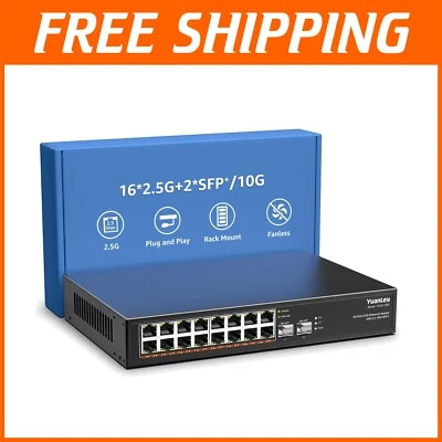 Fanless 2.5Gbe Ethernet Switch, 18 Ports with Metal Design for Silent Operation - Image 1 of 4