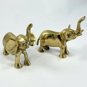 Statua elefante in ottone 5""x5"" portacarte buona fortuna fermacarte lotto di 2 - Foto 1 di 4