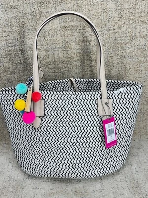 Vince Camuto Natural  Black Colle Corded Tote Bag Handbag shoulder MSRP $198 NEW - Image 1 of 4