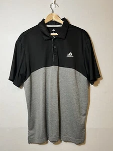 Polo de golf Adidas para hombre L negro gris manga corta logotipo poliéster elástico - Imagen 1 de 10
