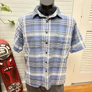 1990s Vintage LL Bean Retro Plaid Cool Weave Short Sleeve Button Up Shirt - Bild 1 von 5