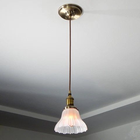 Pendant Ceiling Light. Vintage Etched Sheffield Shade New Pendant Fixture Cover