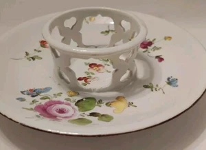 Antico piattino traforato porcellana trembleuse Royal Vienna floreale vittoriano 5,5" - Foto 1 di 8