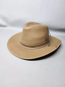 Cappello vintage Henschel Hatquarters marrone pelle australiana taglia XL nuovo con etichette - Foto 1 di 21