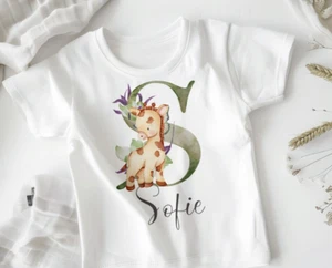 Camiseta Personalizada Diseño Jirafa Niños, Top Calidad Niño Pequeño, Ropa Bebé - Imagen 1 de 2