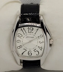 Ladies Trendy Classic Tank Silver Tone Case Dial Black Leather Band Watch K3 - Picture 1 of 8
