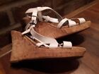 Guess Womens Beige White Strappy Alana Wedge Sandals Sz Us 85M