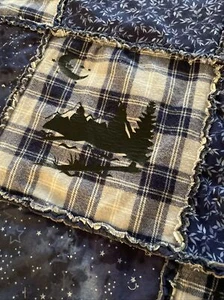 rag lap quilt With Bear. And Mountains. And Tote Bag Come With Quilt - Picture 1 of 7
